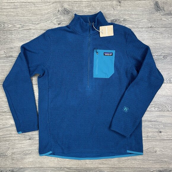 Patagonia R1 Air Zip Neck Pullover Sweater Size 2XL Mens Lagom Blue 1/2 Zip $129
